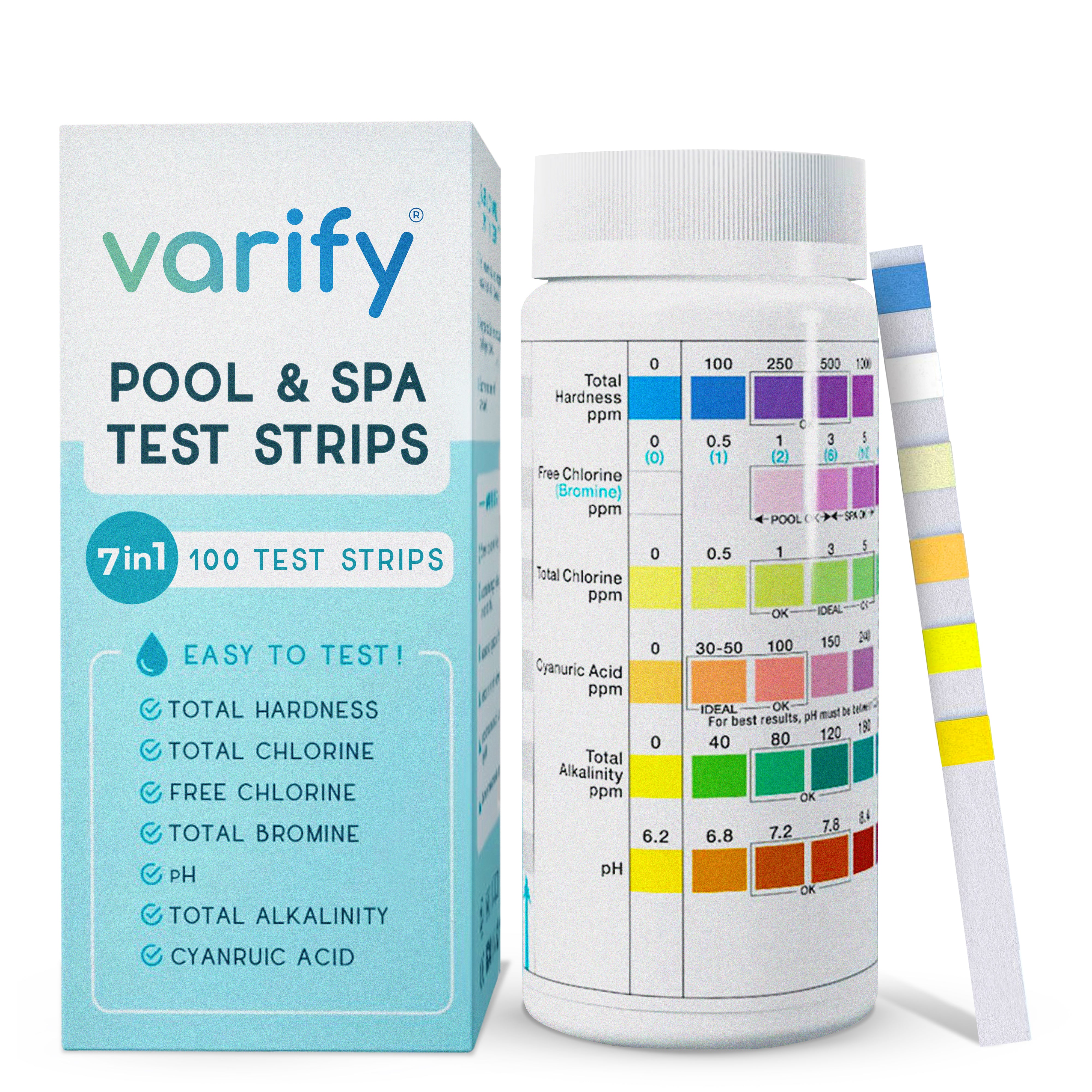 7 in 1 Pool and Spa Test Strips - 100 count